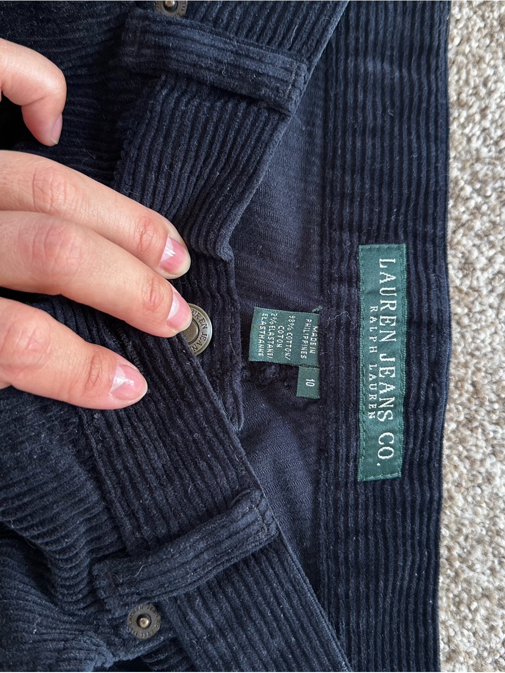 Ralph Lauren Lauren Jeans Co. Black Corduroy Pants